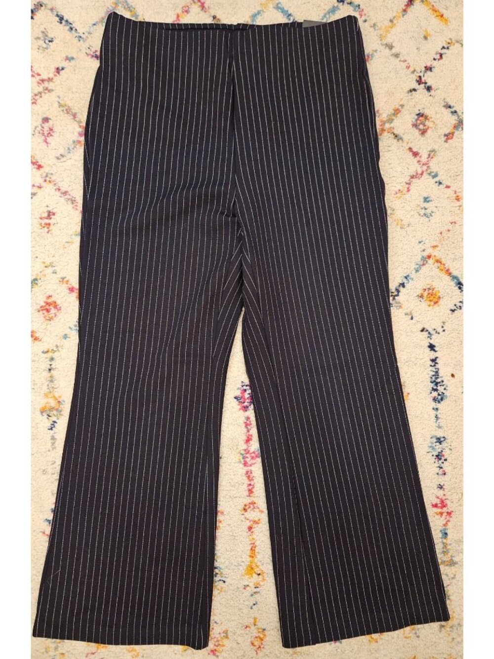 NEW Counterparts Black Pinstripe Stretch Mid-Rise Bootcut Pants Size M